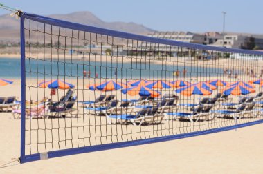 Volleyball on the beach. Canary Island Fuerteventura, Spain clipart