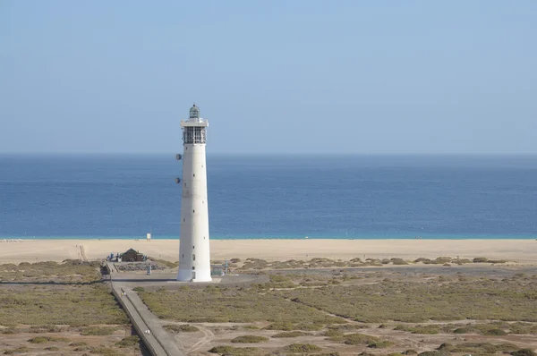 Maják playa del matorral, jandia morro jable, Španělsko fuerteventura — Stock fotografie