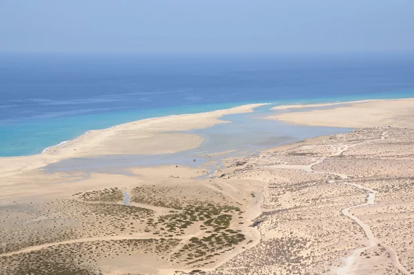 Vista aérea da praia de Sotavento, Ilha das Canárias Fuerteventura, Espanha — Fotografia de Stock