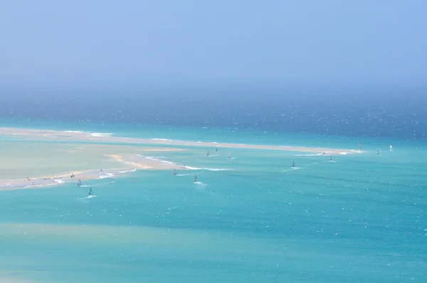 Letecký pohled na playa de sotavento, Španělsko fuerteventura — Stock fotografie