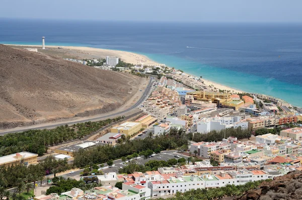 Légi kilátás nyílik a város morro jable, fuerteventura — Stock Fotó