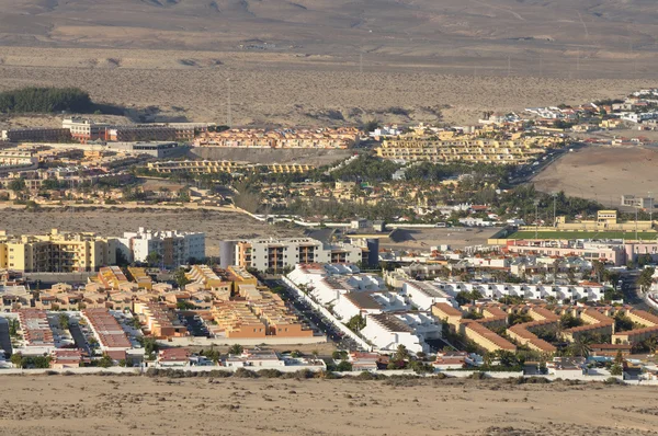 Luchtfoto van stad costa calma, Canarische eiland fuerteventura, Spanje — Stockfoto