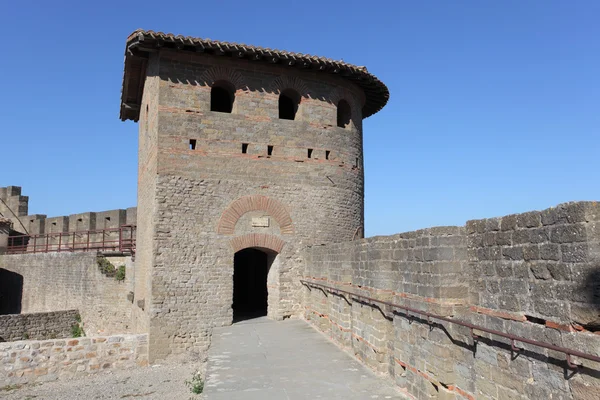 Muralha fortificada da cidade medieval de Carcassonne — Fotografia de Stock
