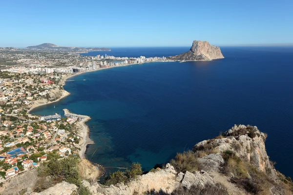 Widok Morza Śródziemnego ośrodek calpe, Hiszpania costa blanca — Zdjęcie stockowe