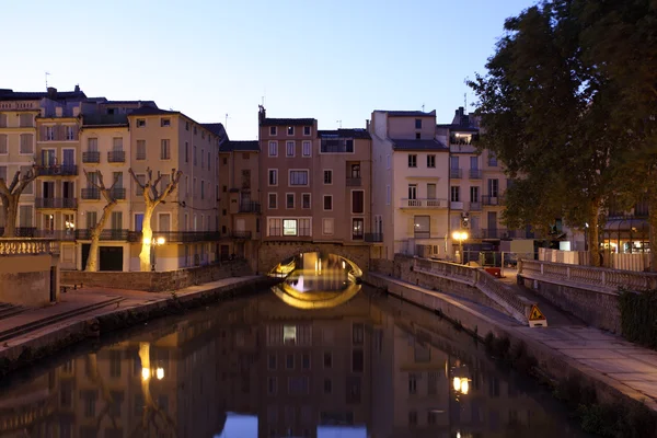 Canal du midi w mieście narbonne, Francja — Zdjęcie stockowe