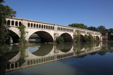 Canal du Midi crossing the River Orb in Beziers, France clipart