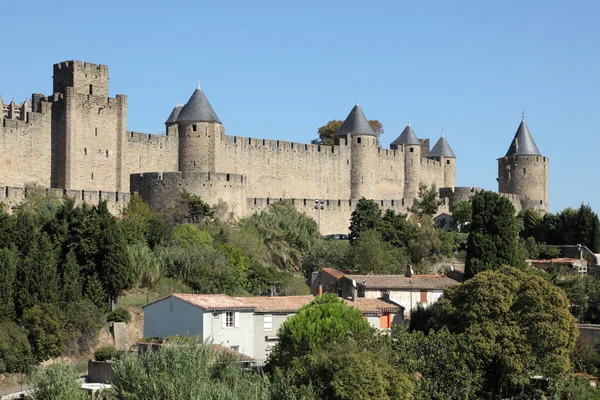 Utsikt över medeltidsstaden carcassonne i södra Frankrike — Stockfoto