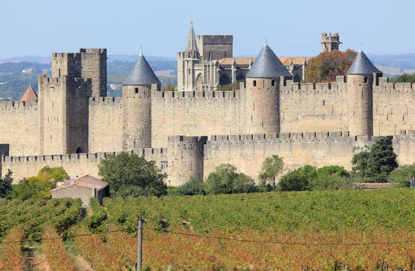 Vista da cidade velha Carcassonne, sul da França — Fotografia de Stock