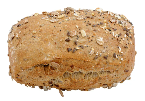 Beyaz arka plan üzerinde izole kepekli ekmek rulo — Stok fotoğraf