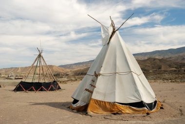 Traditional teepee village clipart