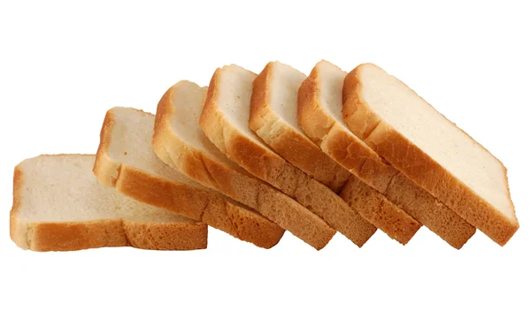 Toast bröd isolerade över vita — Stockfoto