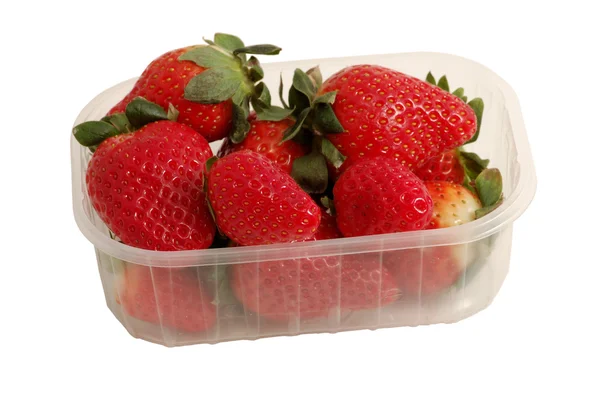 Frische Erdbeeren im Karton — Stockfoto