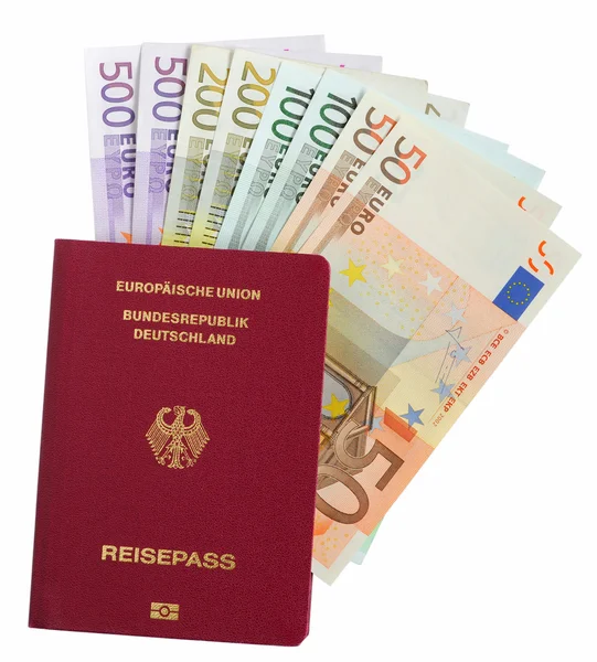 stock image German pass with euro notes