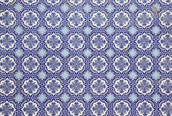 Perinteinen portugalilainen mosaiikki - Azulejos - käytetään talon koristeluun Por — kuvapankkivalokuva