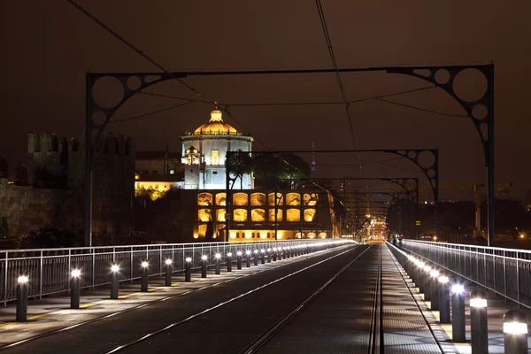 Dom luis-bron på natten, porto, portugal — Stockfoto