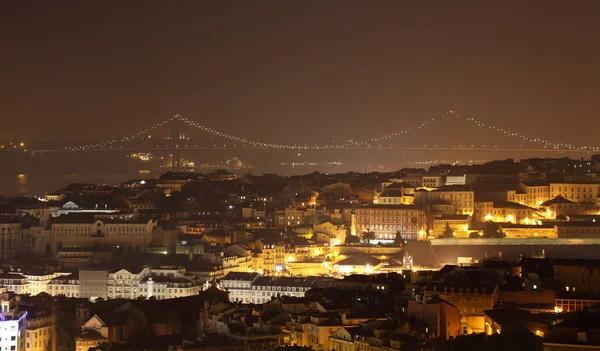 Staden Lissabon nattetid, portugal — Stockfoto