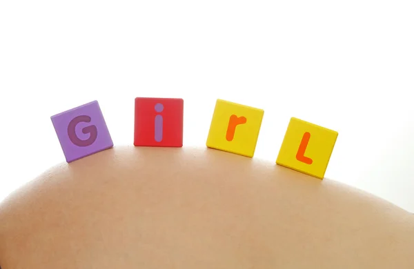 Palavra menina escrita com cubos alfabeto colorido — Fotografia de Stock