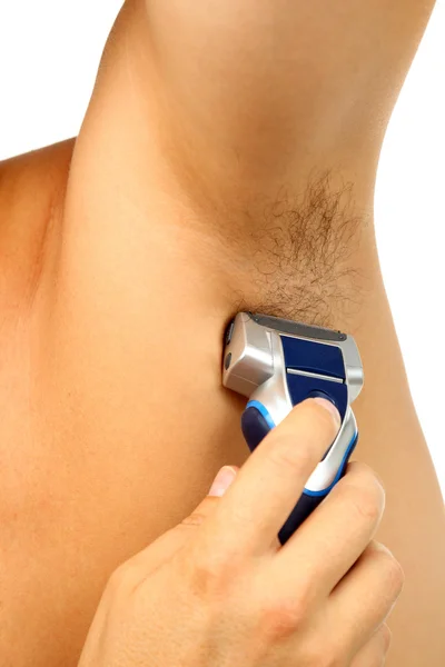 stock image Male person shaves his armpit