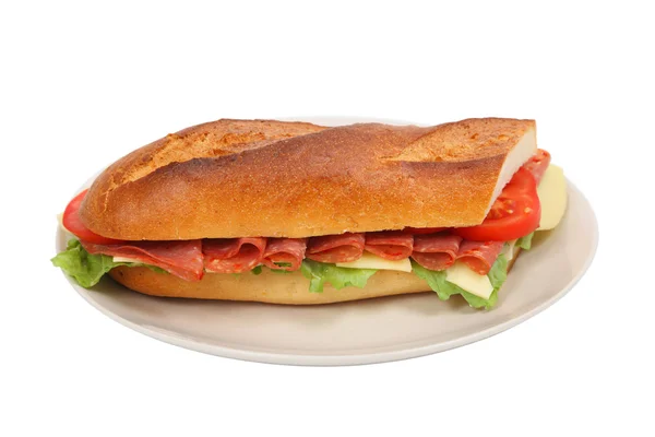 Свежий сэндвич на тарелке — стоковое фото