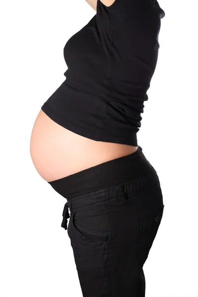 Beyaz arka plan üzerinde izole hamile kadın — Stok fotoğraf