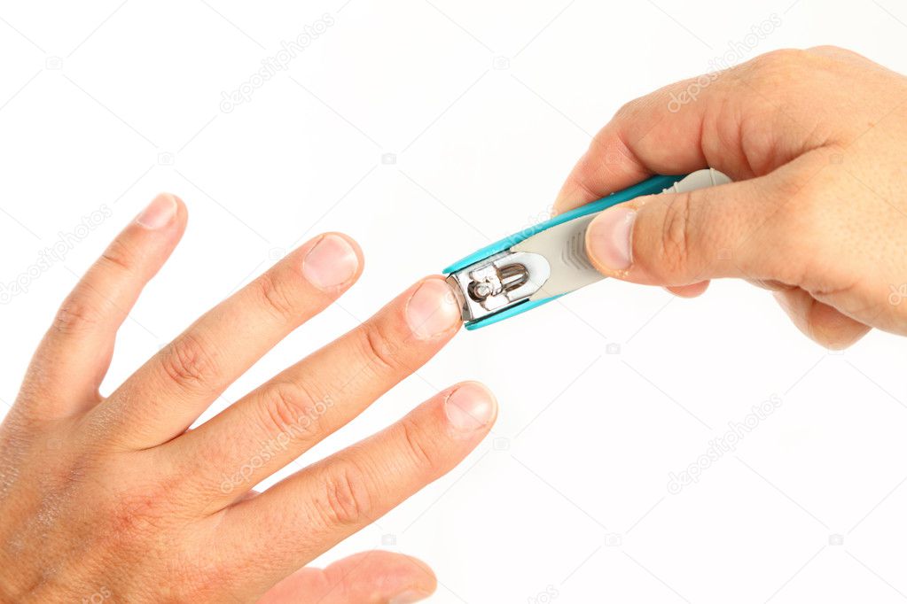 Male person cutting finger nails — Stock Photo © philipus #7580849