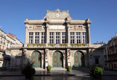 Classic facade of the Municipal Theatre in Beziers, southern France clipart