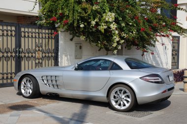 Luxury sports car Mercedes Benz SLR McLaren in Dubai clipart