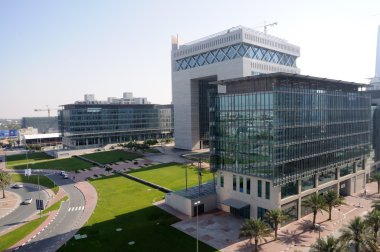 Dubai Financial District. Gate Building housing the DIFC the international clipart