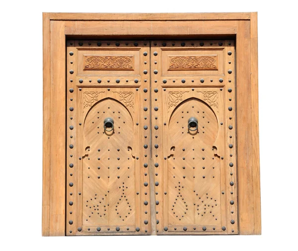 Porta in legno stile arabo isolato su bianco — Foto Stock