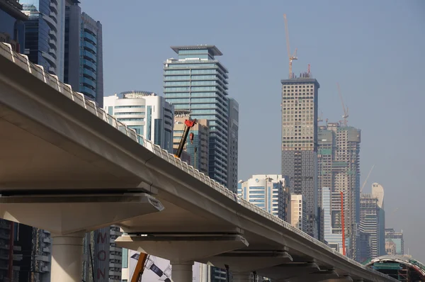 Construção de metro em Dubai, Emirados Árabes Unidos — Fotografia de Stock