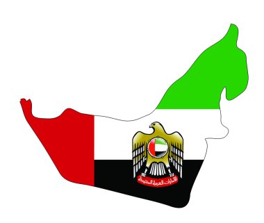 United Arab Emirates map with coat of arms clipart