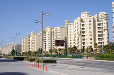 Apartment buildings at Palm Jumeirah, Dubai clipart