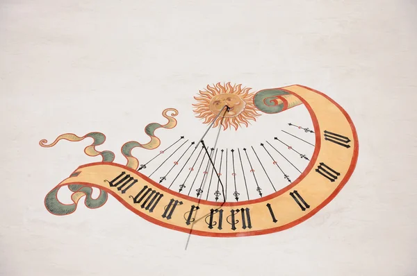 stock image Sundial on the wall of a castle. Fuessen Germany