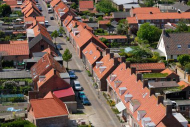 Aerial view over the village Westkapelle, Netherlands clipart
