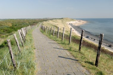 Path on the top of dunes in Netherlands clipart