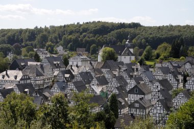 Half timbered houses in town Freudenberg, Germany clipart