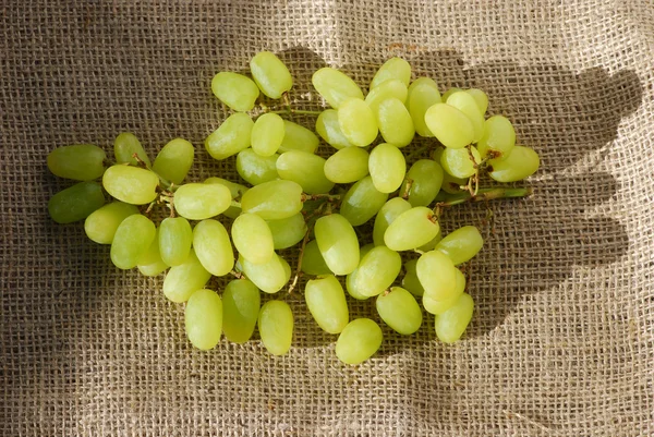 Bunch of grapes on burlap — Stock Photo, Image