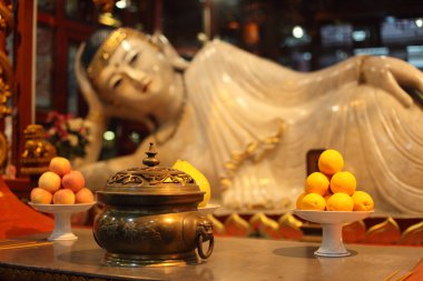 Buddha statue at Jade Buddha temple in Shanghai, China clipart
