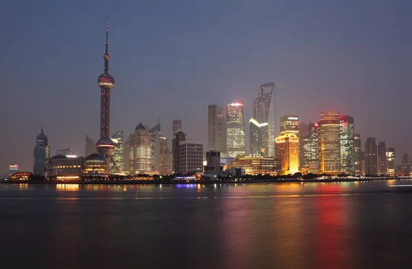 Skyline of Pudong - modern skyscraper district of Shanghai, China — Stock Photo, Image
