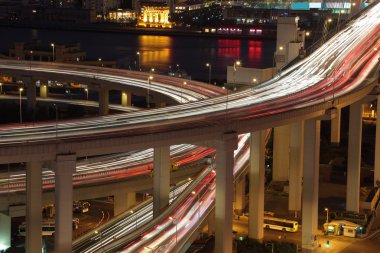 Elevated road at night. Shanghai China clipart