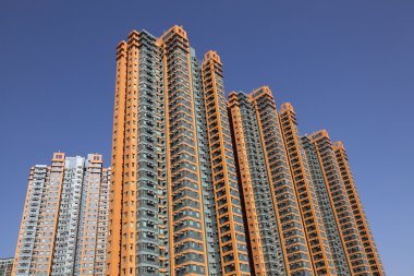 Highrise apartment buildings in Kowloon, Hong Kong clipart