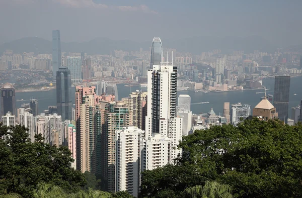 Вид на Гонконг со стороны Виктории Пик — стоковое фото