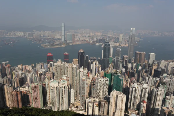 Вид на Гонконг со стороны Виктории Пик — стоковое фото