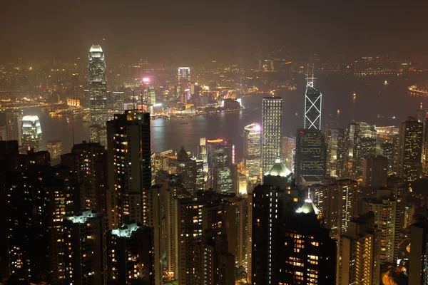 Hong kong nocą. widok z Wiktorii — Zdjęcie stockowe