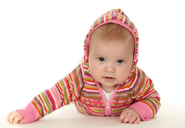 Bebê bonito em camisola colorida — Fotografia de Stock