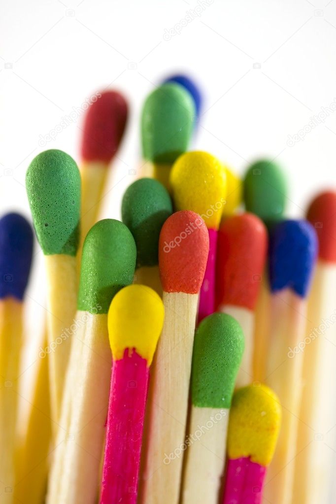 Colorful matches on a white background