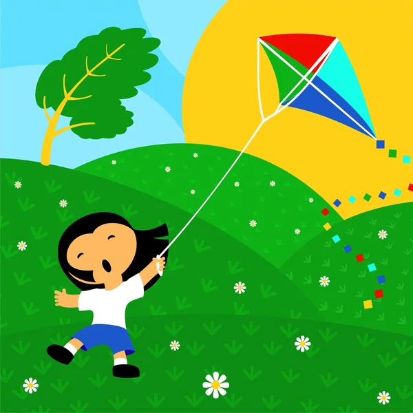 美好的一天和风筝 — 图库矢量图片