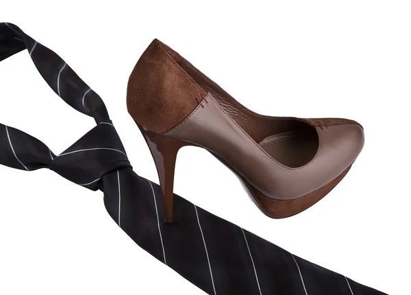 Woman shoe on high heel tread tie — Stock Photo, Image