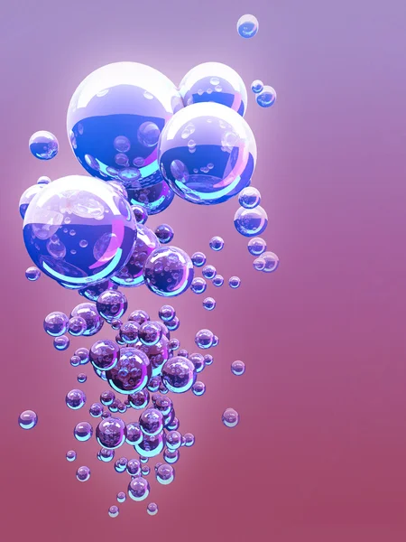 Blauwe bubbels op roze achtergrond — Stockfoto