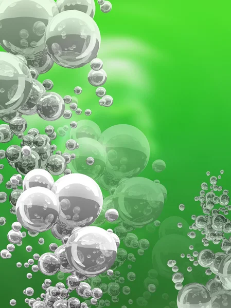 Bubbels op groene achtergrond — Stockfoto